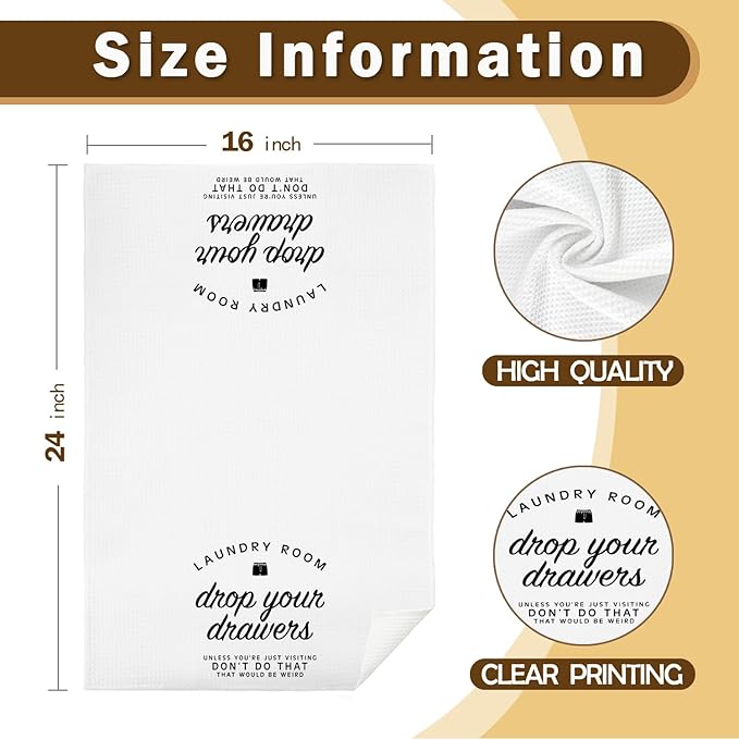 Drop Your Drawers Funny Laundry Hand Towels,Humorous Laundry Room Sign Decor Hand Towels for Bathroom, 16x24 Inch