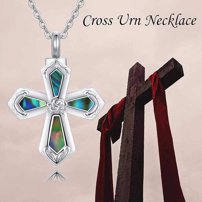 URONE Urn Necklaces for Ashes 925 Sterling Silver Abalone Shell Tree of Life Cremation Jewelry for Ashes Memory Jewelry for Women Men