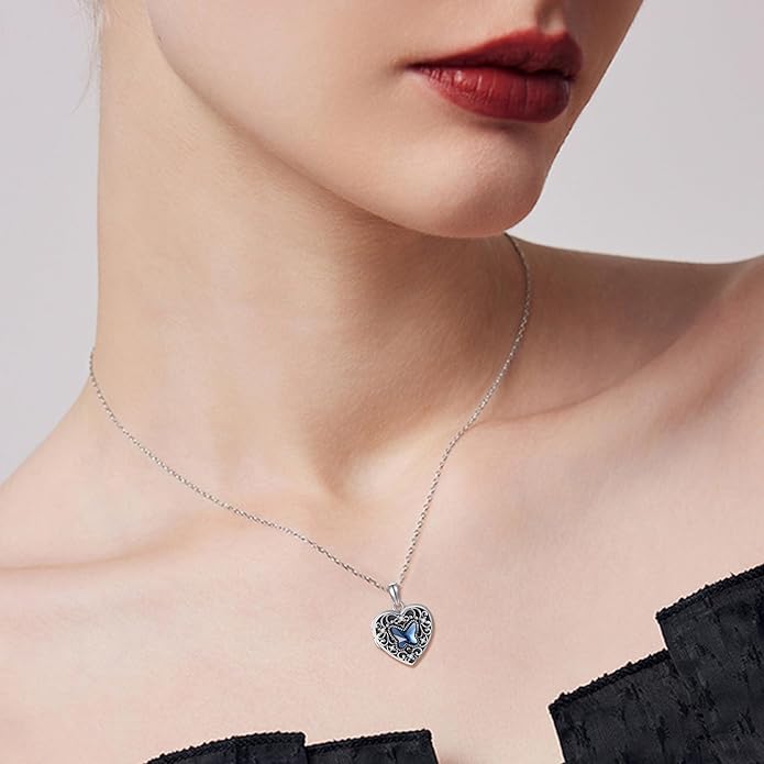 YFN Locket Necklace 925 Sterling Silver Heart Locket Necklace that Holds Pictures for Women Jewelry Gifts