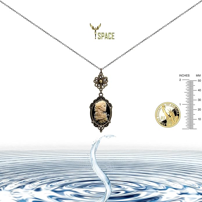 Yspace Lucky Clover Cameo Necklace Best Friend Heart Charms Jewelry 2 Chain Deluxe Gift