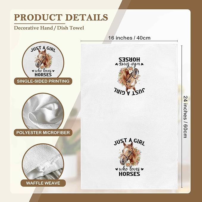 Just a Girl Who Loves Horses Kitchen Towels Decorative Gifts for Horse Lovers Women 16x24, Horse Dish Towel Cloths Dishcloths Tea Towel, Horse Bathroom Kitchen Hand Towel Decor