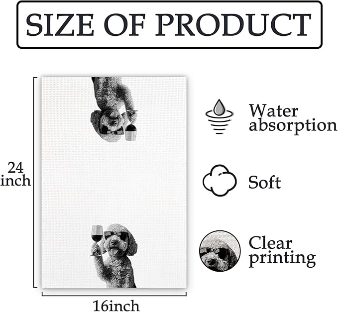 Flicy Goldendoodle Gifts Wine Kitchen Towels, Gifts for Golden Doodle Dog Wine Lovers Decorative Hand Dish Towel for Kitchen Home Bar, Funny Golden Doodle WineLover Home Bars Kitchen Decor(16x24lnch)