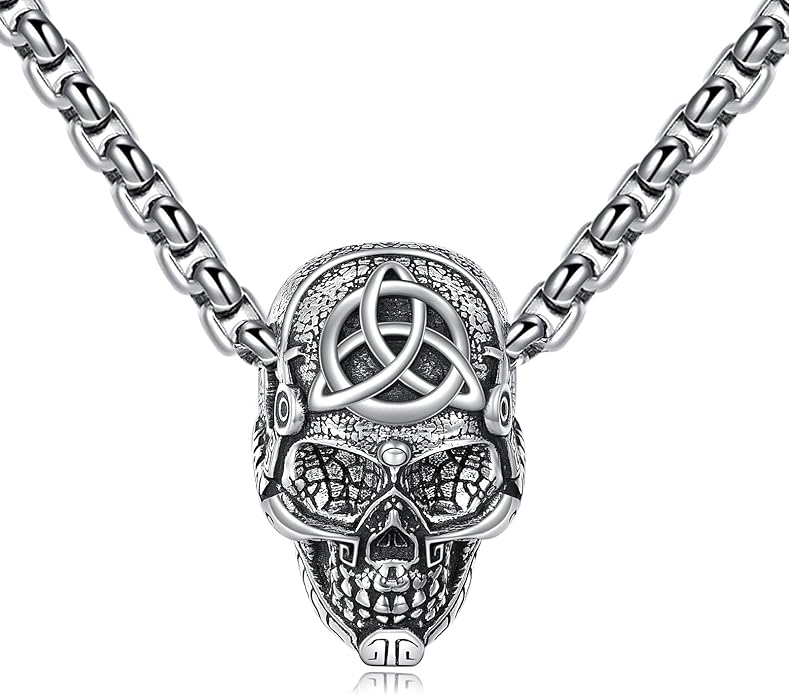 YFN Gothic Necklace Sterling Silver Wiccan Witch Pendant Goth Jewelry Witchy Gifts for Women Men