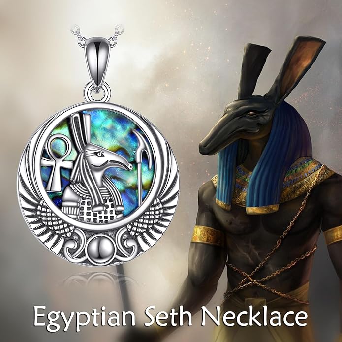 YFN Egyptian Necklace Sterling Silver Egypt God Pendant Abalone Shell Egypt Jewelry Gifts for Women Men