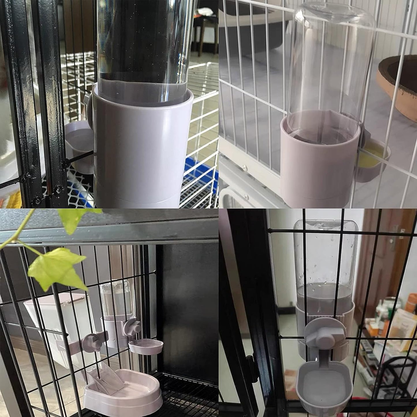 kathson 2Pcs Rabbit Water Bottle 17 OZ Bunny Hanging Water Fountain Automatic Guinea Pig Water Dispenser No Leak Drinking Feeder for Bunny Chinchilla Hamsters Cat Dog Small Animals(Grey)