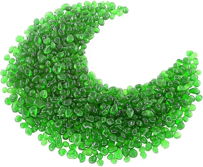 1 Lb (460 g) Green Sea Glass Stones Irregular Rainbow Glass Pebble Decorative Rock Quartz Tumbled Gemstone Chips for Aquarium Decoration/Vase Filler/Jewelry Making/Handwork Craft/Gems Display
