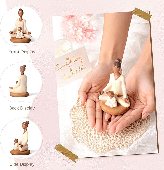 Yoga Meditation Statue Gifts for Women - Mini Yoga Girl with Cat Dog Figurines Gift for Office Cute Relaxation Gifts for Yoga Lovers & Cat Dog Lover Resin Yoga Figurine Decor Table Ornament