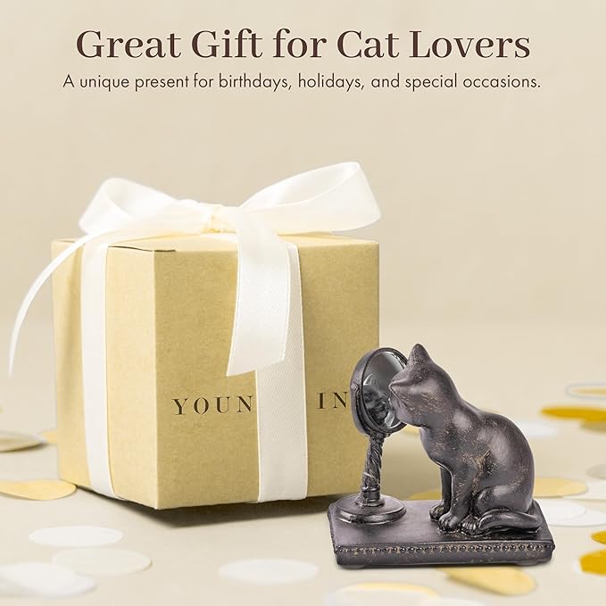 Young's Inc. Cat Figurine - Cute Cat Statue - Whimsical Cat Decor for Cat Lovers - Cat Collectibles and Meditation Decor - Cat Reading on The Chair - 4.33'' L X 2.56'' W X 4.72'' H