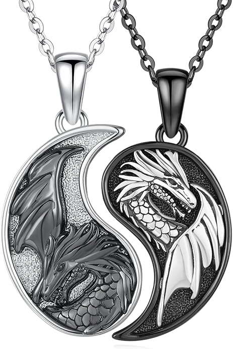 Yin Yang Matching Jewelry Set 925 Sterling Silver Yin Yang Friendship Couples BFF Pendant Necklace Jewelry for Her Him Women Men