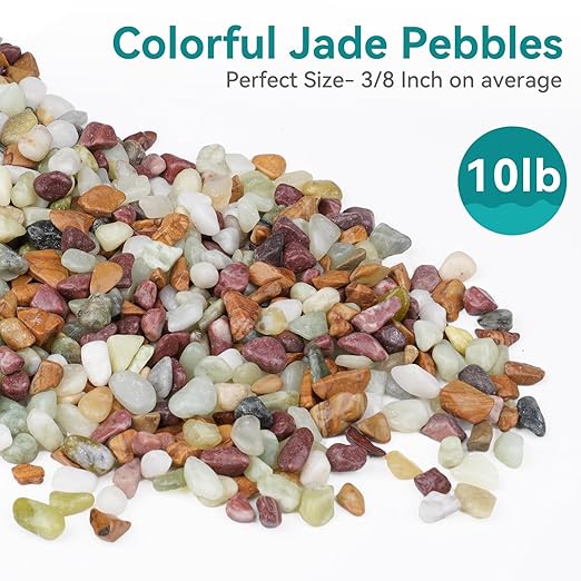 10lbs Pebbles for Indoor Plants, 3/8 Inch Small Rocks for Potted Plants, Succulents, Vase Fillers, Cactus Planters, Bird Bath, Fountain, Outdoor Garden Landscaping