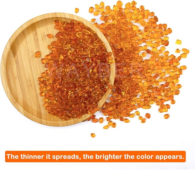 WAYBER Glass Stones, 1Lb/460g Irregular Sea Glass Pebbles Non-Toxic Artificial Crystal Stones for Vase Filler/Aquarium Decoration/Gems Displaying/Wishing Bottle Making, Orange