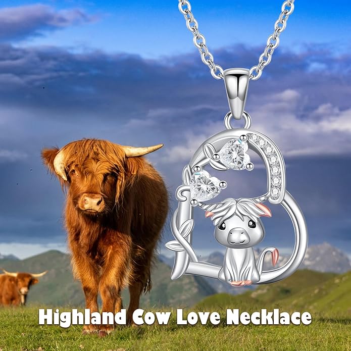 Heart Animal Necklace 925 Sterling Silver Cute Animal Pendant Jewelry Birthday Gifts for Women Girlfriend Mom Animal Lovers