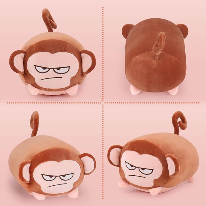 Achwishap Monkey Stuffed Animals,Monkey Plush Toy Hugging Pillow,Monkey Plush Pillow,Fluffy Monkey Throw Plushie Doll,Unique Plushies for Kids Adults Gifts(9.1”Brown)