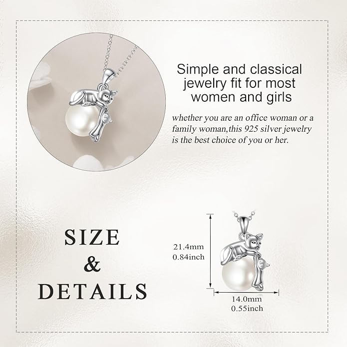 YAFEINI Animal Necklace Sterling Silver Moonstone/Turquoise/Abalone Shellfish Pendant Animal Necklace Cute Animal Jewelry Birthday Gifts Woman