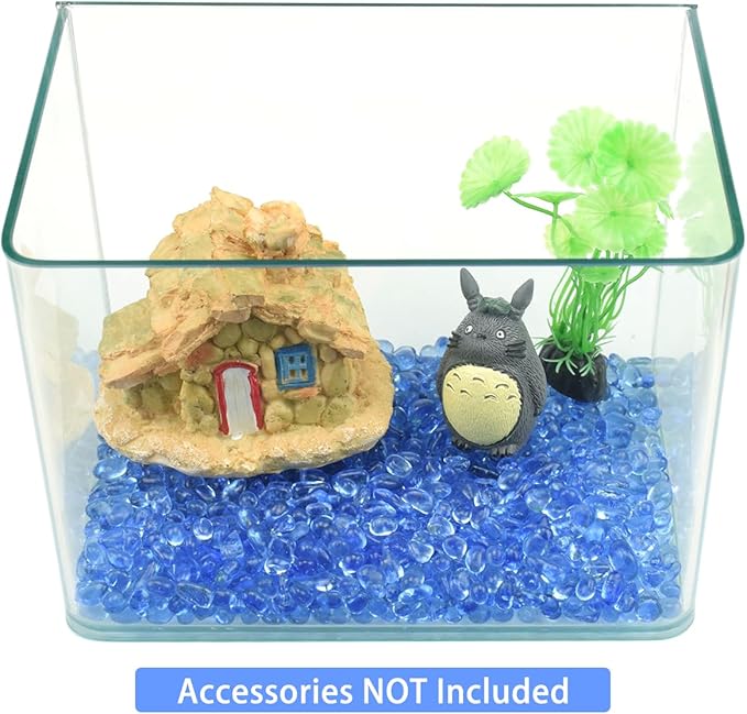 1 Lb (460 g) Light-Blue Sea Glass Stones Irregular Rainbow Glass Pebble Decorative Rock Quartz Tumbled Gemstone Chips for Aquarium Decoration/Vase Filler/Jewelry Making/Handwork Craft/Gems Display