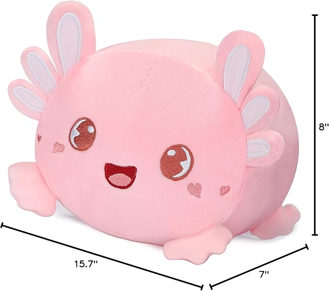 AIXINI Cute Pink Axolotl Plush Pillow 15.7" Luminous Salamander Axolotl Stuffed Animal, Soft Kawaii Plushies Hugging Plush Pillow Toy Gifts