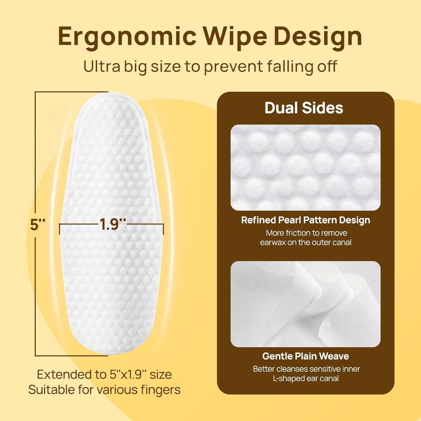 HICC PET Dog Ear Wipes Finger 100 Count Dog Ear Cleaner Wipes for Dogs & Cats, Dog Ear Infection Treatment to Relieve Ear Itching & Inflammation, Remove Ear Wax, Dirt, Smelly - Unscented