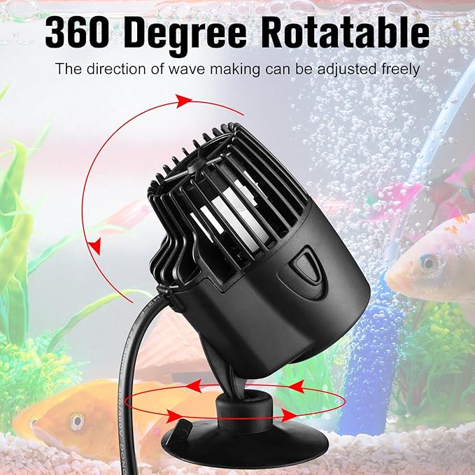 Zhengmy 2 Pcs 800 Gph Aquarium Circulation Pump with Magnetic Suction Base 360 Degree Rotating Wave Maker Submersible Aquarium Powerhead Wave Maker for 20-100 Gal Freshwater Saltwater Fish Tank