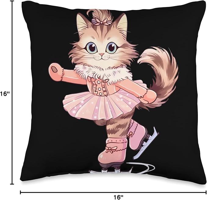 Maine Coon Cat Figure skating Figure skating Children Girls Women Throw Pillow