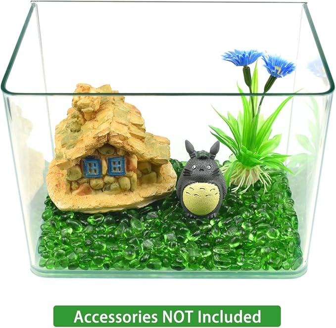 1 Lb (460 g) Green Sea Glass Stones Irregular Rainbow Glass Pebble Decorative Rock Quartz Tumbled Gemstone Chips for Aquarium Decoration/Vase Filler/Jewelry Making/Handwork Craft/Gems Display