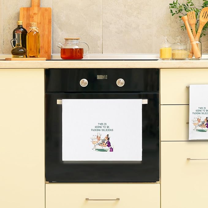 Funny Kitchen Towels This is Going to Be Fxxking Delicious Soft Dish Towels Adult Humor Kitchen Decor Gifts for Housewife Sweet Housewarming Gifts for Women Men Hostess Sister Chef Friend