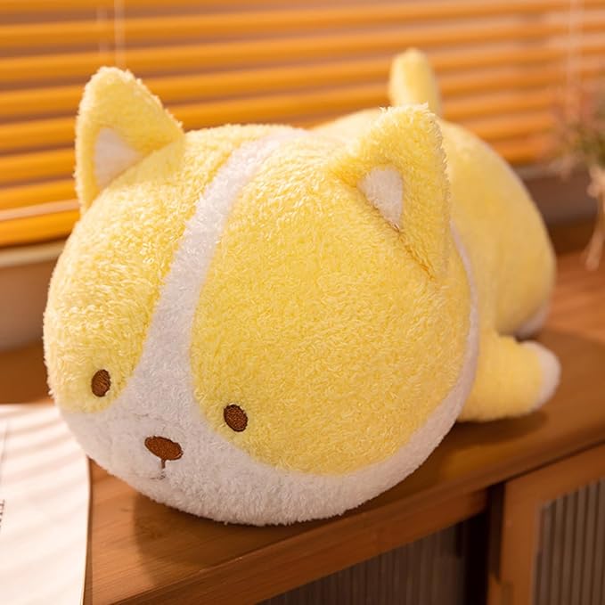 16 Inch Plush Yellow Cat Stuffed Animal Kitty Hugging Pillow Cuddly Cat Pillow Plushies Toy Kitten Huggable Anime Gifts for Kids and Lovers in Birthday, Valentines…