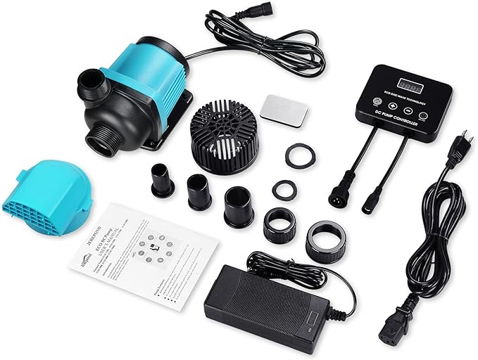 1850GPH Aquarium Return pump with LCD display controller, 55W DC 24V aquarium pump for saltwater freshwater aquarium,fish tank,sump,20 speeds ECO Quiet Submersible and inline pump.