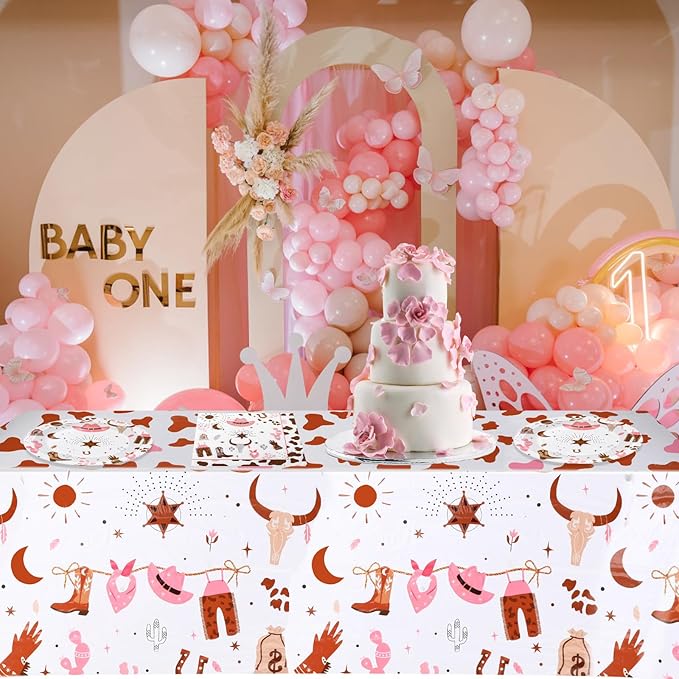 Western Cowgirl Birthday Party Supplies - Wild West Theme Decoration Tableware Include 20 Plates, Napkins and Tablecloth (Serve 20)