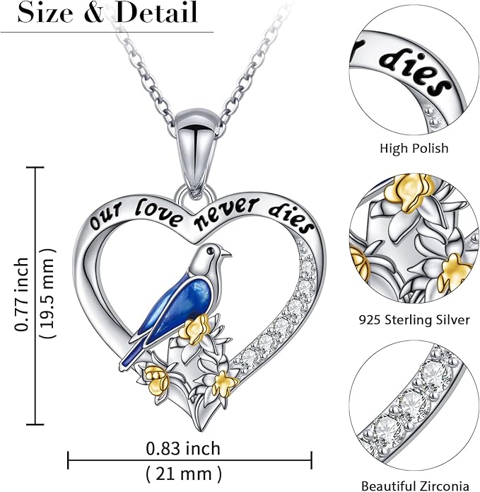 FLYOW Elephant Necklace Cat Necklace Bunny Neklace Horseshoe Necklace Blue Jay Necklace Sterling Silver Animal Necklaces for Women