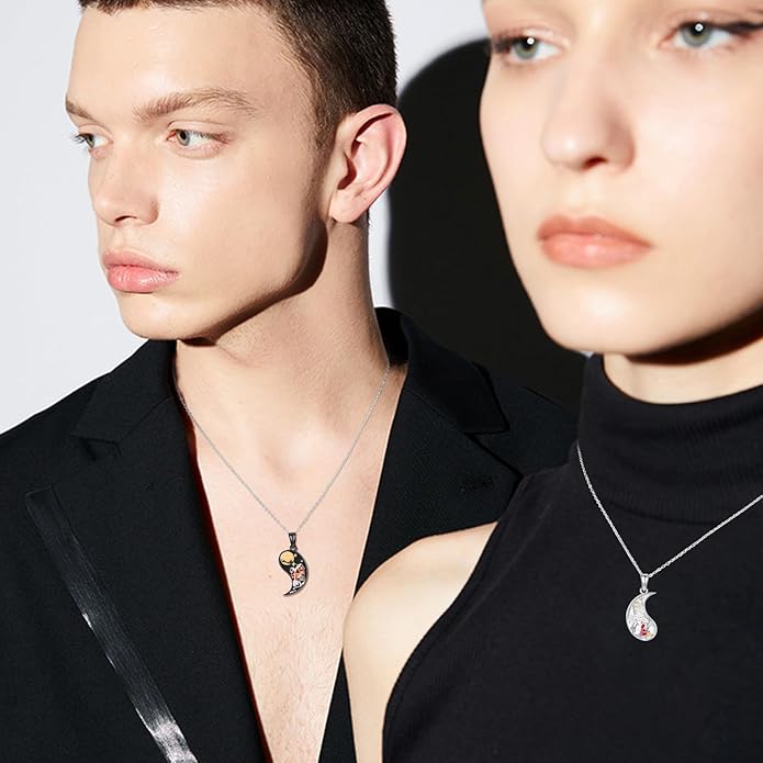 Yin Yang Matching Jewelry Set 925 Sterling Silver Yin Yang Friendship Couples BFF Pendant Necklace Jewelry for Her Him Women Men