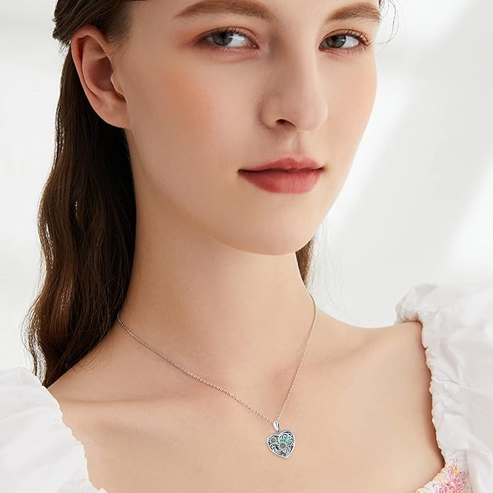 YFN Locket Necklace 925 Sterling Silver Heart Locket Necklace that Holds Pictures for Women Jewelry Gifts