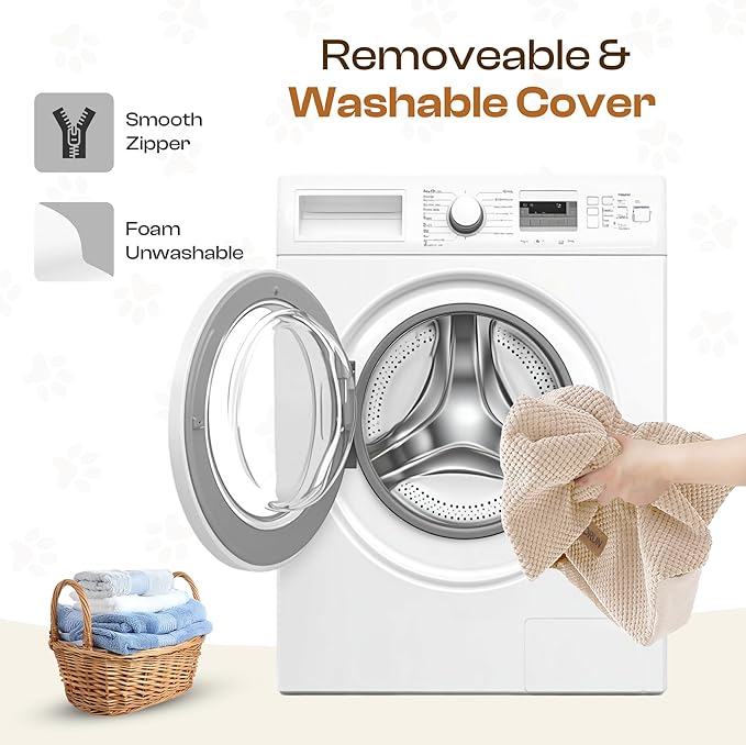 Dog Stairs for High Beds, Extra Tall 24.5" 5-Step Pet Steps for Medium & Small Dogs, Foam Ramp for Tall Couch & Bed, Washable Cover - Dog Steps for Bed