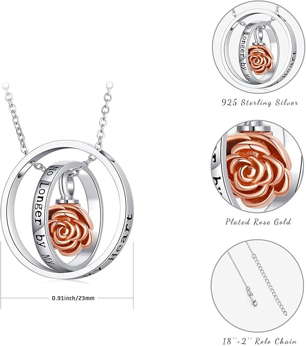 JUSTKIDSTOY Cremation Jewelry 925 Sterling Silver Sunflower/Rose/Paw Urn Necklace for Ashes Memorial Keepsake Gifts for Women