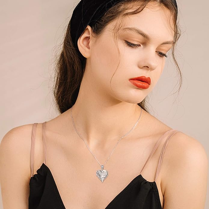 YFN Locket Necklace 925 Sterling Silver Heart Locket Necklace that Holds Pictures for Women Jewelry Gifts