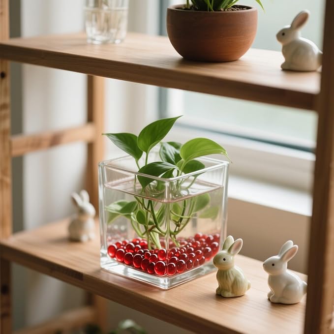 0.96LB Glass Beads Vase Filler Aquarium Gravel Decor Flat Glass Marbles Gems Pebbles Fish Tank Rocks Home Decorative Art Craft - Red