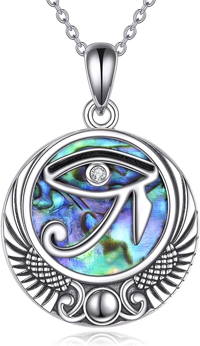 YFN Egyptian Necklace Sterling Silver Egypt God Pendant Abalone Shell Egypt Jewelry Gifts for Women Men