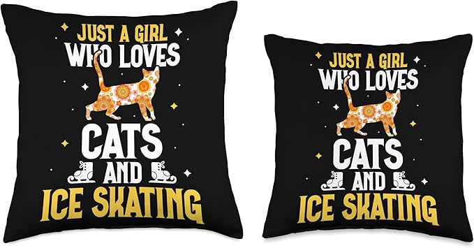 Just a girl who loves cats and ice skating Figure Skating Throw Pillow