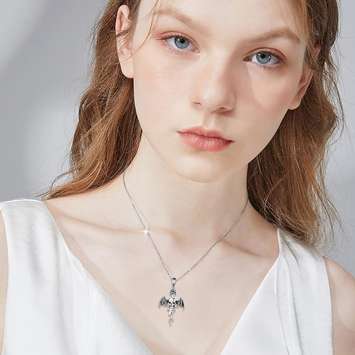 YFN Gothic Necklace Sterling Silver Wiccan Witch Pendant Goth Jewelry Witchy Gifts for Women Men