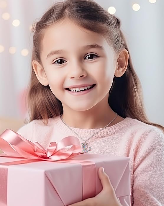 Lanqueen Kitty Cat Pendant Necklace Jewelry for Women Girls Cat Lover Gifts Daughter Loved Necklace