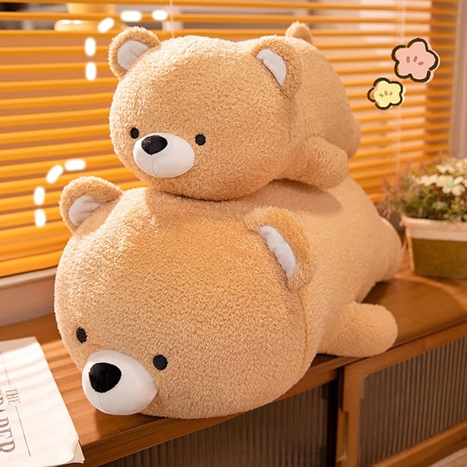 16 Inch Plush Beige Bear Stuffed Animal Hugging Pillow Cuddly Bear Plushies Anime Gifts for Kids and Lovers