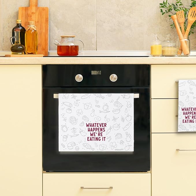 Funny Kitchen Towels for Men, Whatever Happens We're Eating It Dishcloths, BBQ Grilling Cooking Decorative Towels, Hilarious Gag Gifts for Chefs, Father’s Day Birthday Gifts for Husband Dad