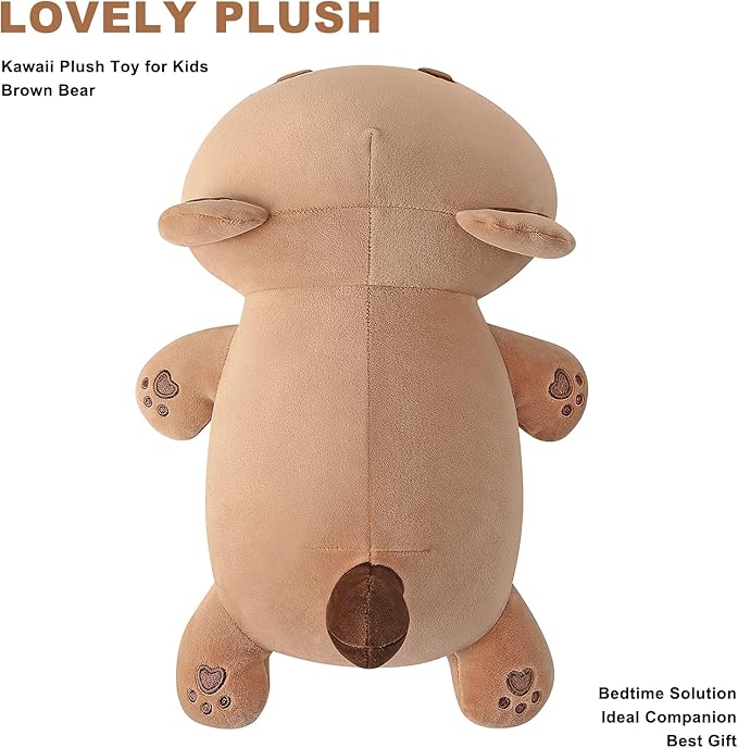 Onsoyours Cute Bear Plush Toy 20" Stuffed Animal Bear Soft Anime Large Plush Pillow for Kids (Brown Bear, 20")