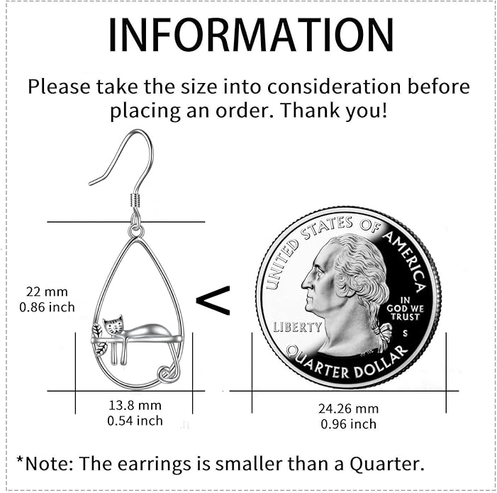 YFN Sterling Silver Animal Dangle Drop Earrings for Women Sloth/Cat/Bat Earrings Jewelry Gifts Halloween Earrings Jewelry