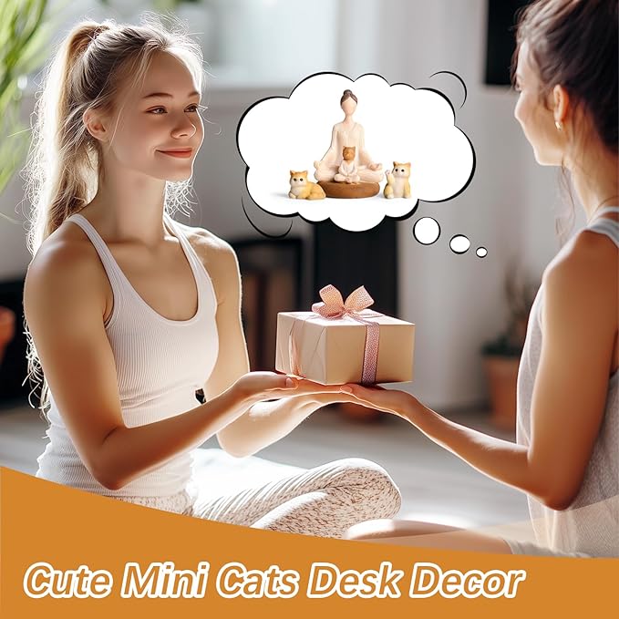 Yoga Meditation Statue Gifts for Women - Mini Yoga Girl with Cat Dog Figurines Gift for Office Cute Relaxation Gifts for Yoga Lovers & Cat Dog Lover Resin Yoga Figurine Decor Table Ornament