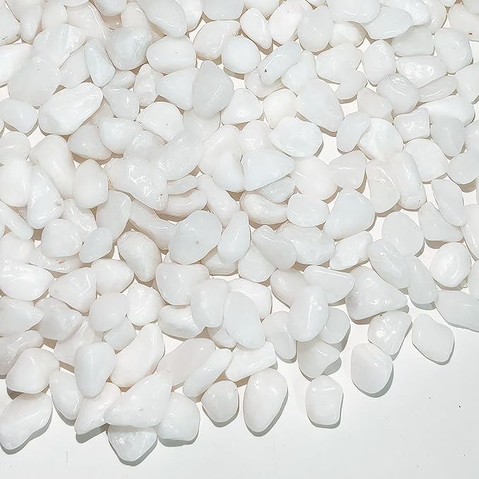 10 lbs White Pebbles for Indoor Plants, 3/8 Inch Decorative White Stones. Polished River Rocks for Potted Plants Vase Cactus Bird Bath and Outdoor Garden Landscaping