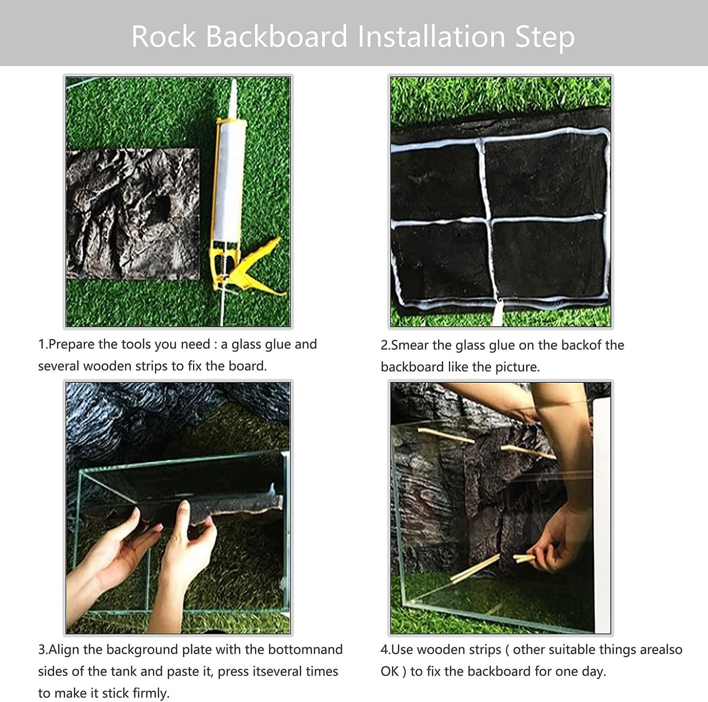 4pcs Rock Terrarium Background,3D Reptile Tank Background Board,Amphibian Stereo Backdrop Wall,Lizard Snake Gecko Spider Chameleon Turtle Fish pet silo Background Decorative Panel