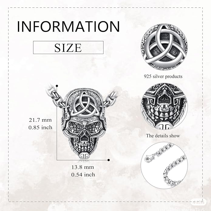 YFN Gothic Necklace Sterling Silver Wiccan Witch Pendant Goth Jewelry Witchy Gifts for Women Men