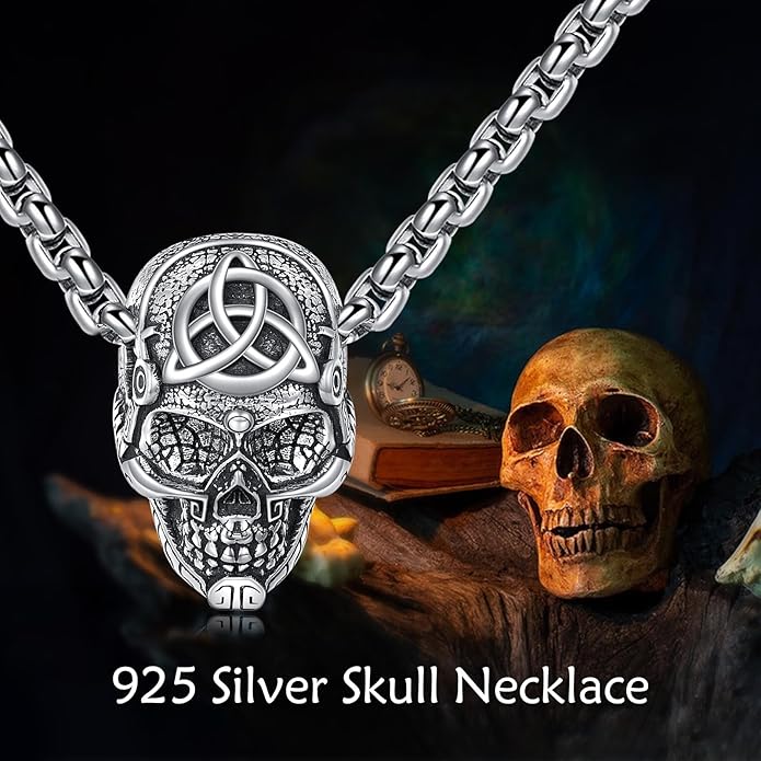 YFN Gothic Necklace Sterling Silver Wiccan Witch Pendant Goth Jewelry Witchy Gifts for Women Men