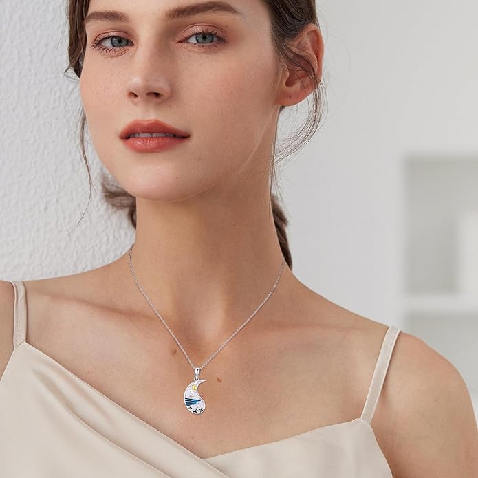 Yin Yang Matching Jewelry Set 925 Sterling Silver Yin Yang Friendship Couples BFF Pendant Necklace Jewelry for Her Him Women Men