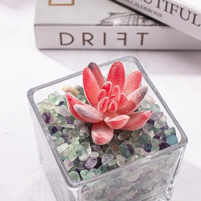 14 Oz Fluorite Aquarium Gravel Rocks Crystal Chips Stones, Natural Tumbled Healing Crystal Chips Bulk Polished Crushed Stones Pebbles for Vase Fillers, Aquarium and Home Decoration, 5-7mm